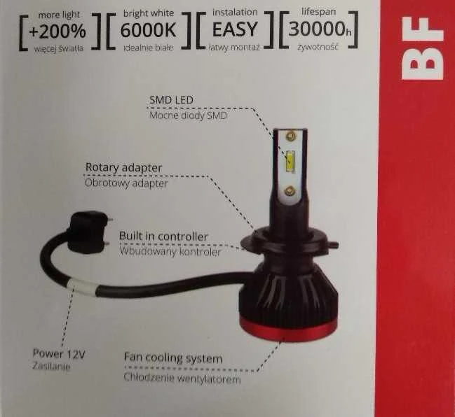Amio LED BF lemputės H7 komplektas 2vnt. +400%