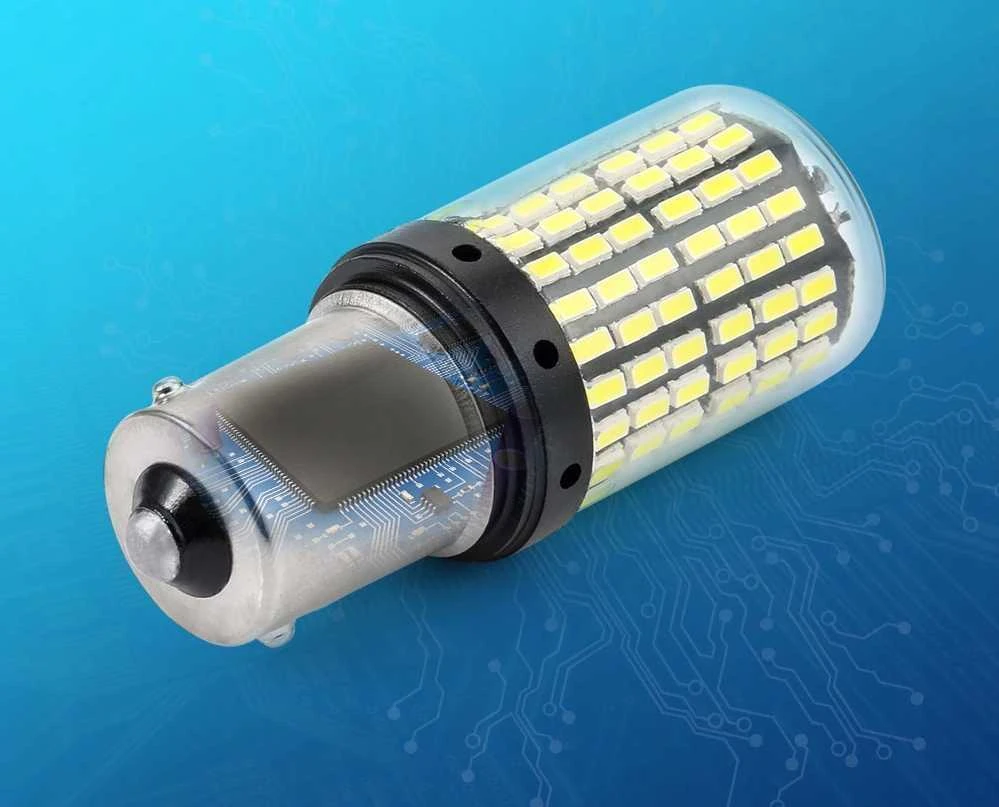 Amio Led lemputės P21W 144LED SMD 4014 BA15S CANBUS 1156 | Atbulinės eigos 2vnt.