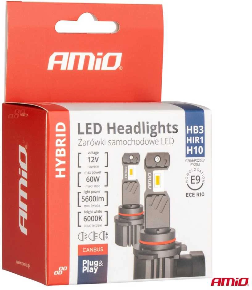Amio LED lemputės Hybrid series HB3 HIR1 H10 9005 6000K Canbus 60W