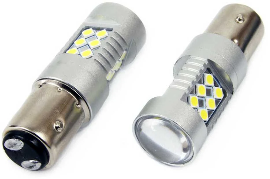 Amio LED lemputės P21/5w su lęšiu | 12-24v BAY15d CANBUS