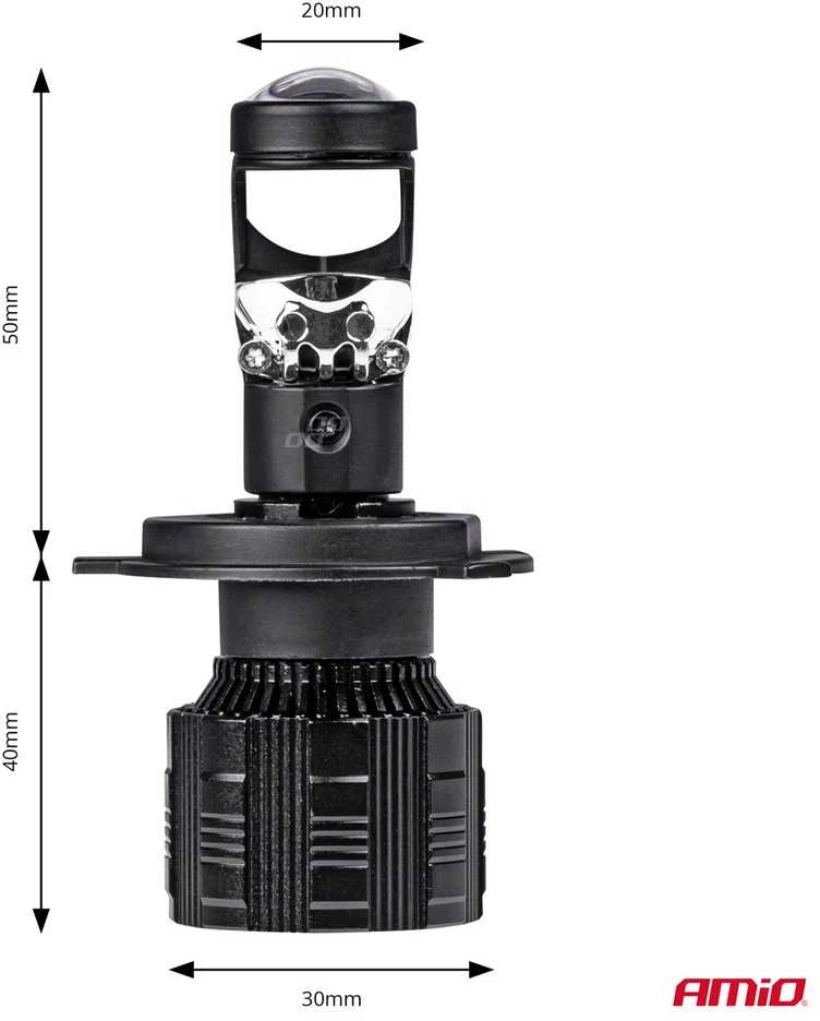 Amio LED lemputes su lęšiu H4 9-36V 60W
