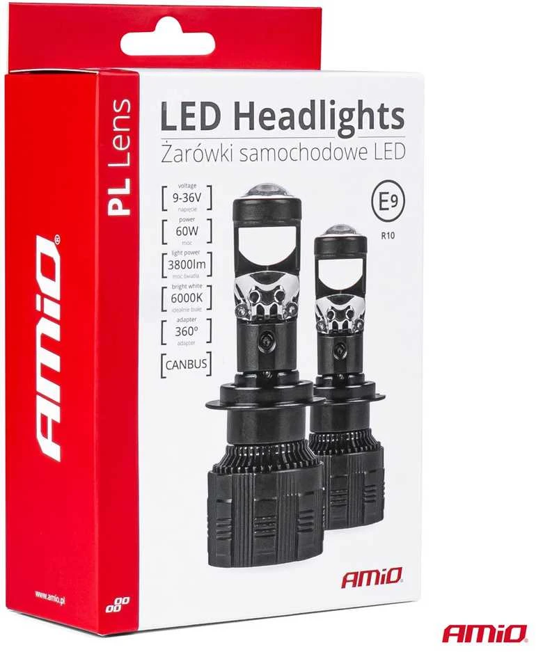 Amio LED lemputes su lęšiu H4 9-36V 60W