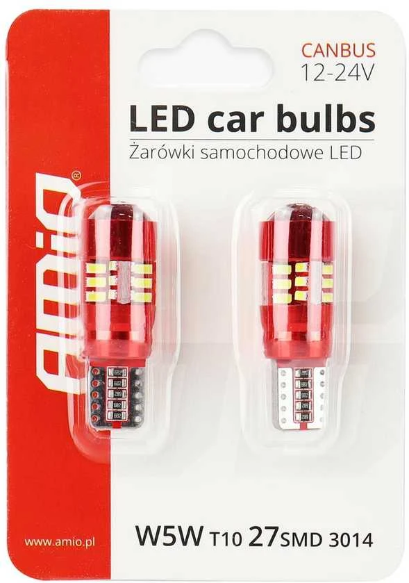 Amio LED lemputės W5W T10 su lęšiu | CANBUS