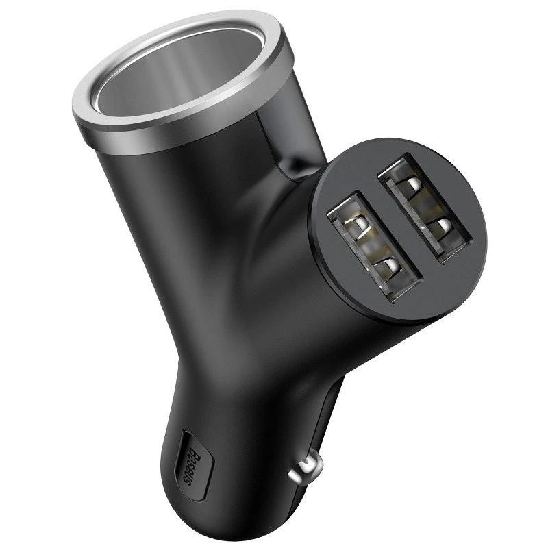 Automobilinis USB įkroviklis, šakotuvas BASEUS 2xUSB