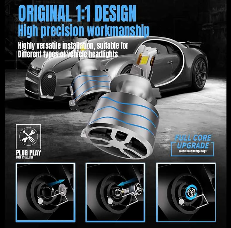 Autoreka LED H4 lemputės 2vnt. 300W super light CANBUS 65000Lm