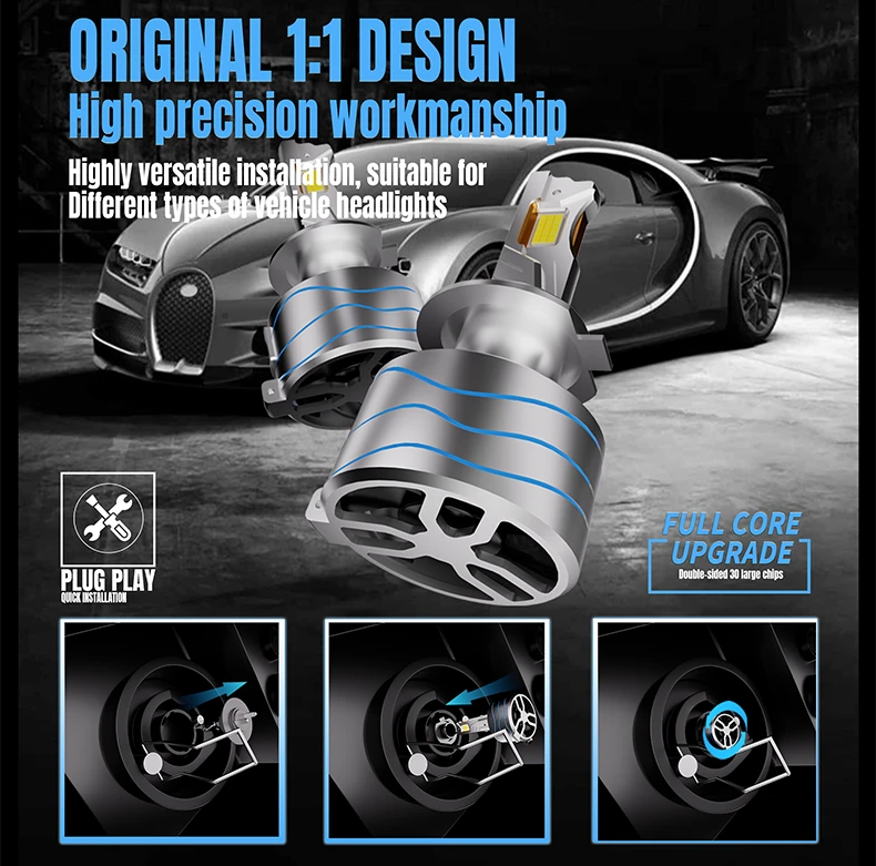 Autoreka LED HIR2 lemputės 2vnt. 300W super light CANBUS 65000Lm