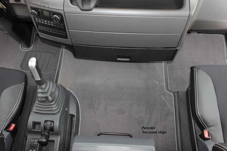 Kilimėliai ARS MERCEDES-BENZ ACTROS MP4 Gigaspace (standard seat) /2012+ - 3p - Dangos tipas 1053 - pilka / apsiūta juostele