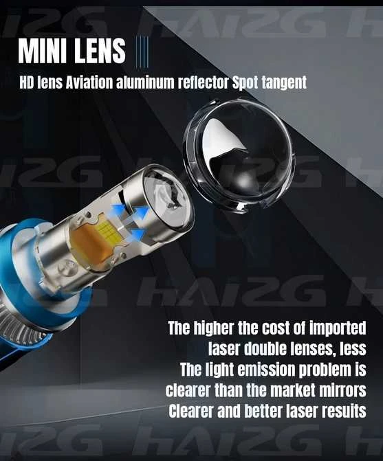 Haizg LED H7 lemputės su lęšiu U8 22000lm 110W 2vnt.