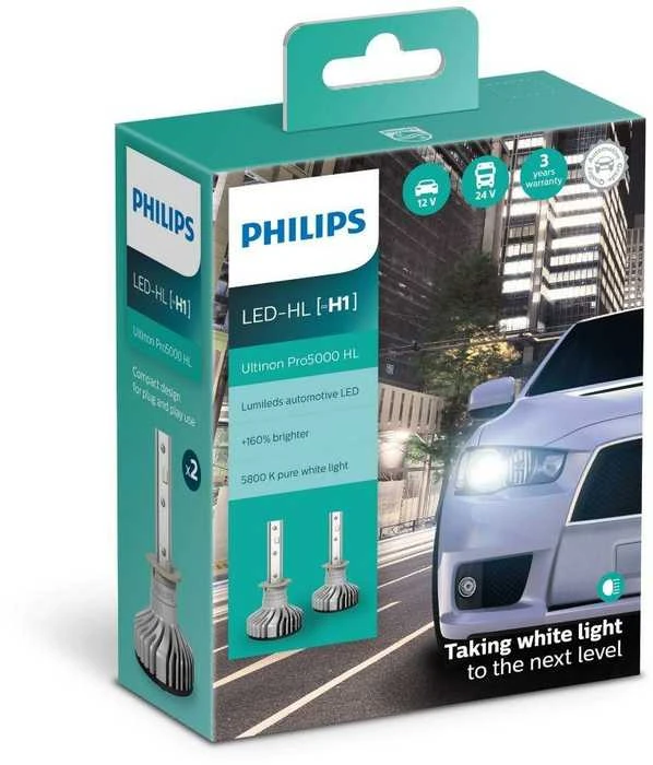 LED lemputės H1 12/24V 15W Ultinon Pro5000 HL Philips