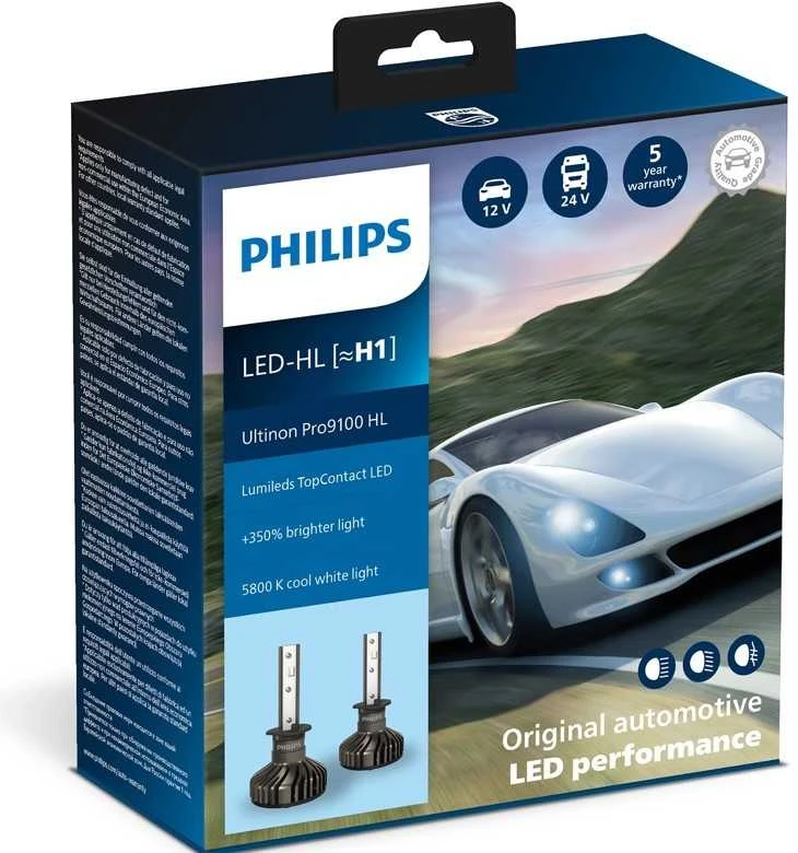 LED lemputės H1 12/24V Philips Ultinon Pro9100 HL +350%