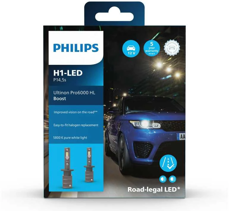 LED lemputės H1 Ultinon Pro6000 Philips I Legalios keliuose +300% | 11258U60BX2