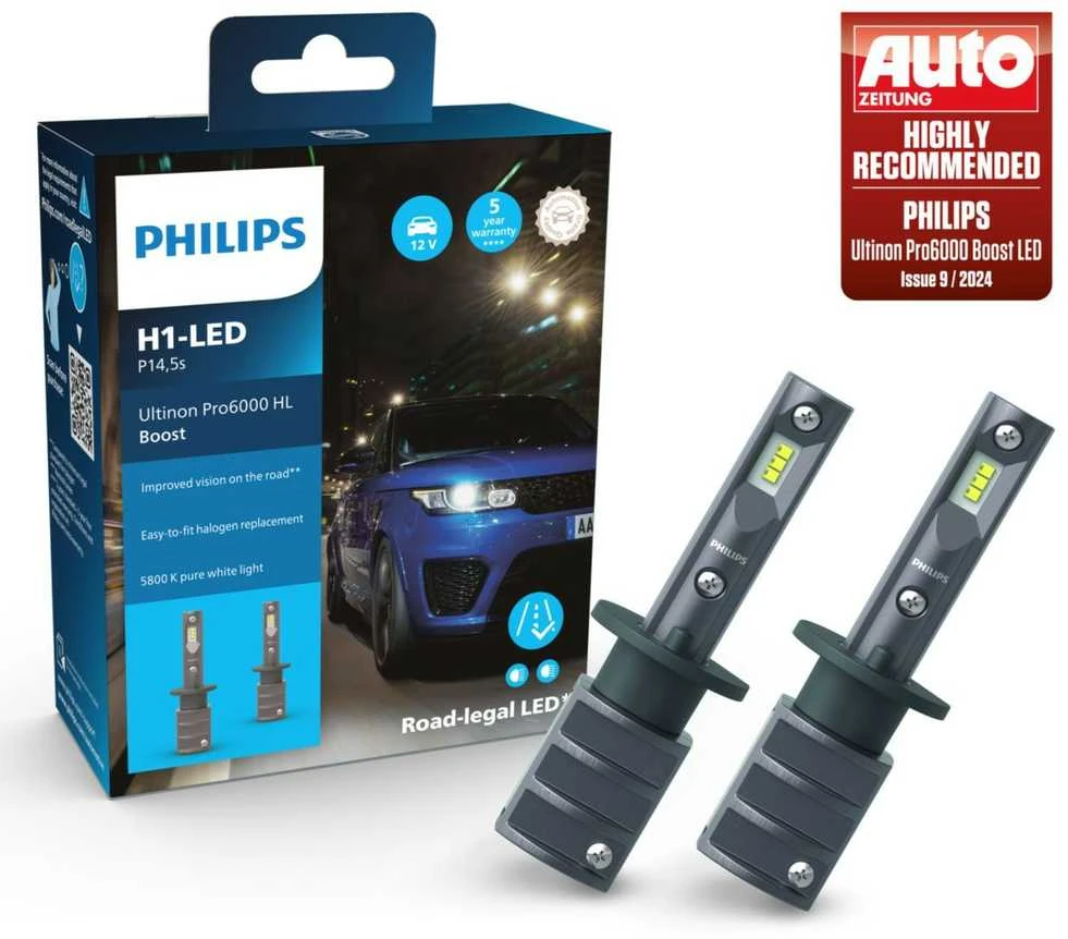 LED lemputės H1 Ultinon Pro6000 Philips I Legalios keliuose +300% | 11258U60BX2