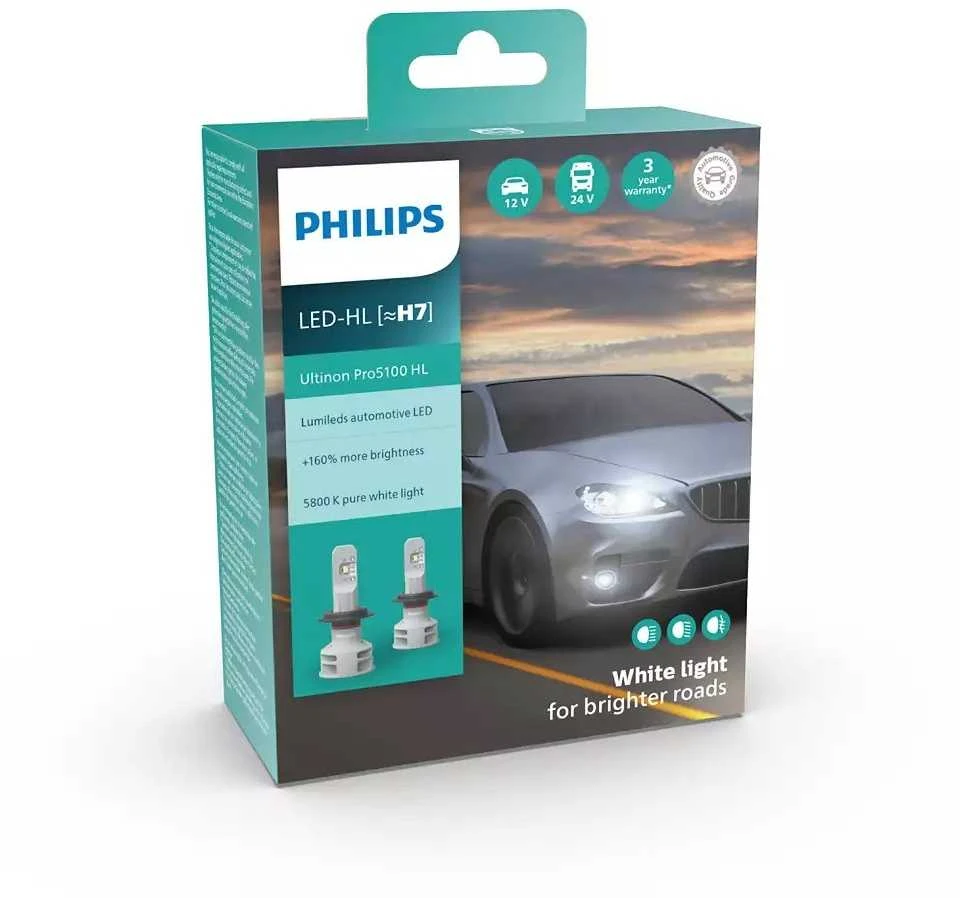 LED lemputės H7 12/24V 15W Ultinon Pro5100 HL | Philips