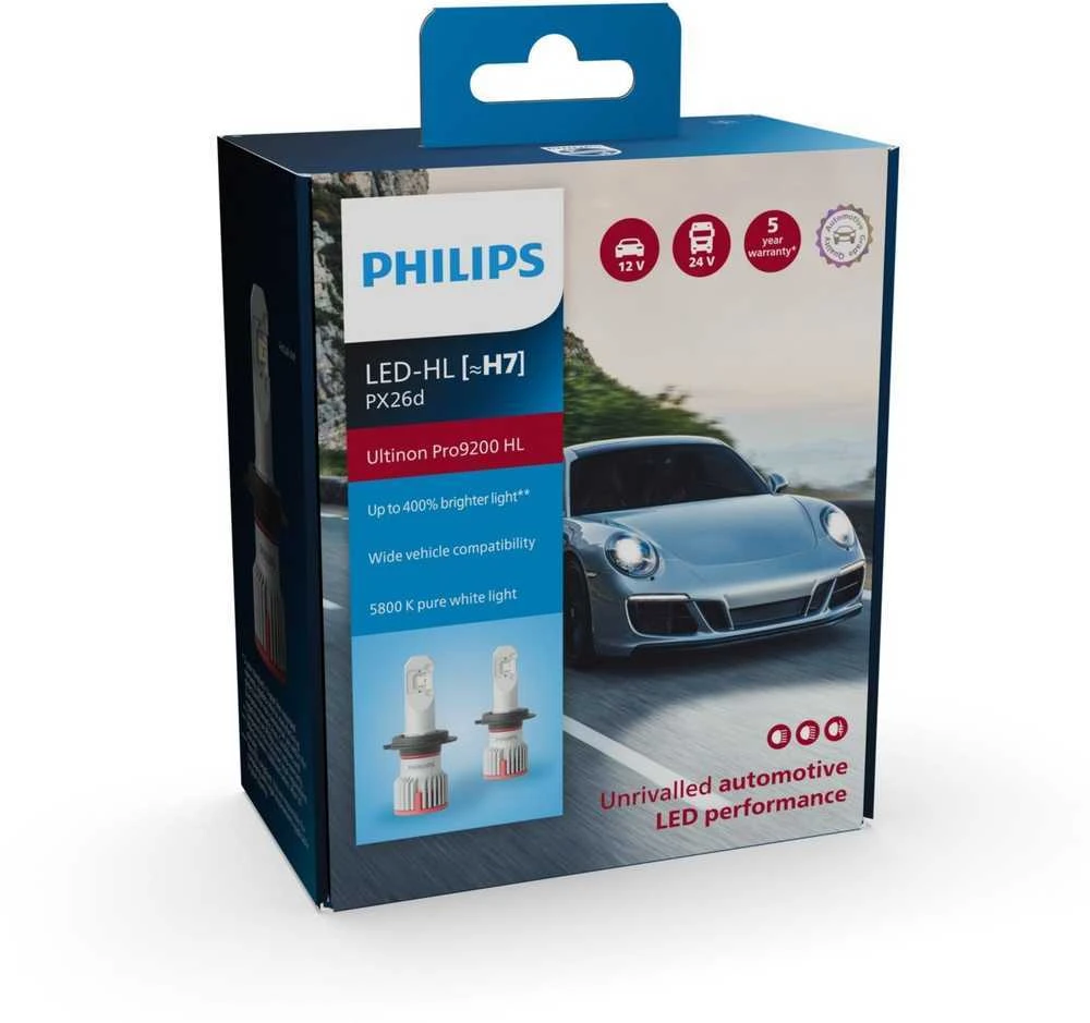 LED lemputės H7 12/24V Philips Ultinon Pro9200 HL +400%