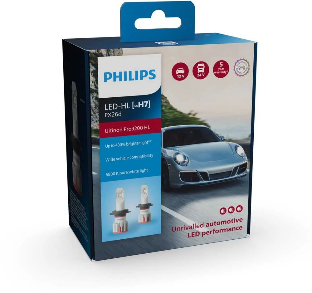 LED lemputės H7 12/24V Philips Ultinon Pro9200 HL +400%