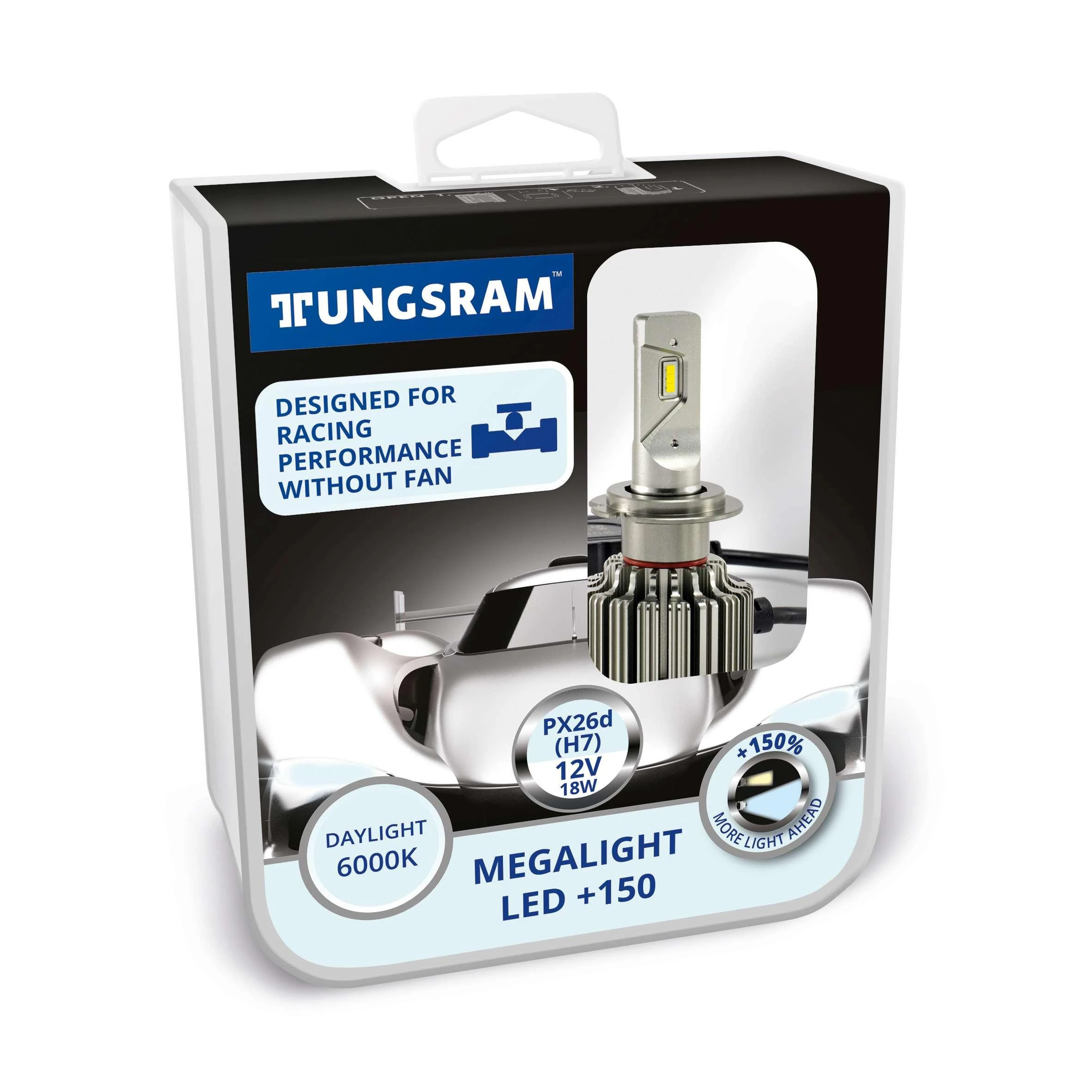 LED Lemputės H7 24W Megalight +200% | Tungsram