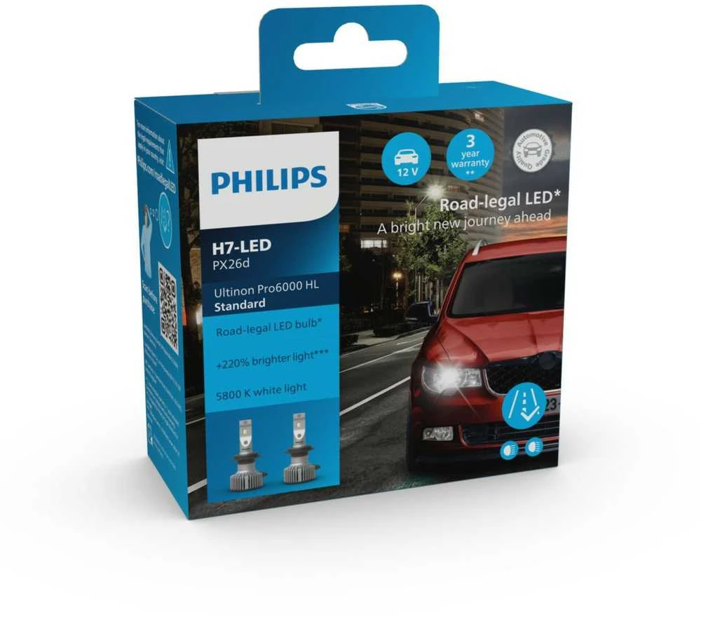 LED lemputės H7 Ultinon Pro6000 HL Philips Standart | Legalios keliuose | 11972U60sx2