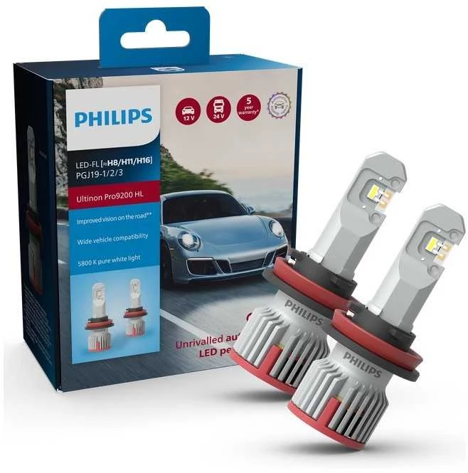 LED lemputės H8 H11 H16 Philips Ultinon Pro9200 HL +400% 12/24V FOG