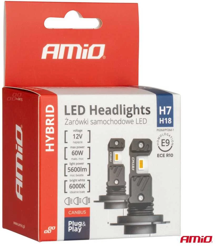 LED lemputės Hybrid series H7 H18 6000K Canbus 60W AMIO-04115