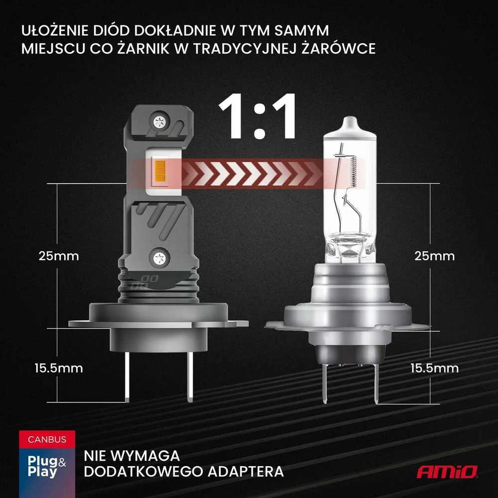 LED lemputės Hybrid series H7 H18 6000K Canbus 60W AMIO-04115