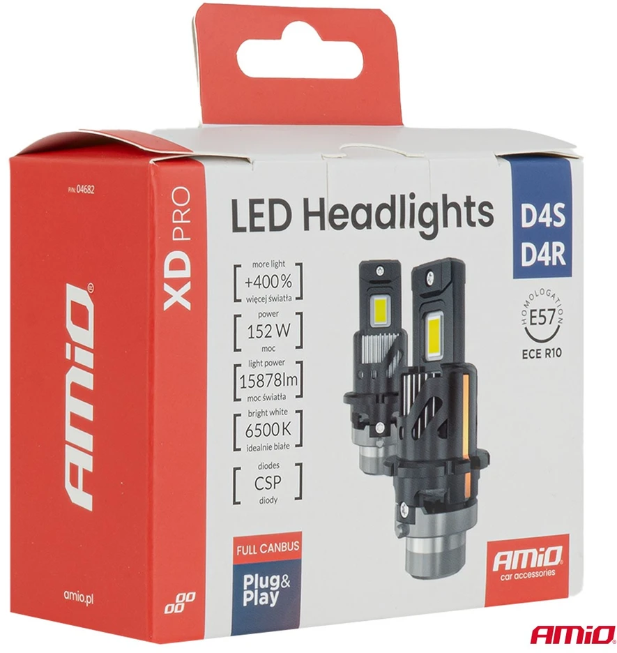 LED lemputės ksenoniniams žibintams D4S D4R AMiO XD PRO FULL CANBUS 6500K, 2 vnt.
