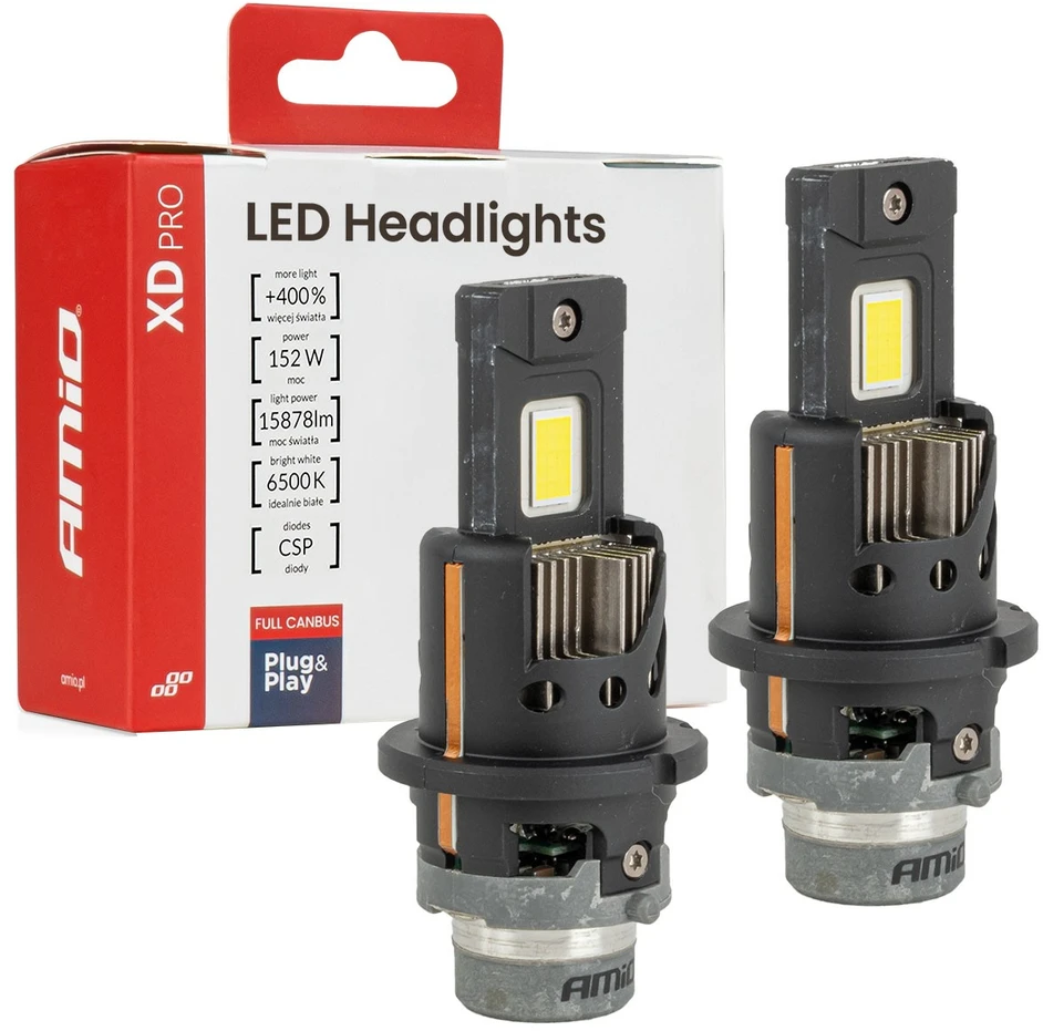 LED lemputės ksenoniniams žibintams D4S D4R AMiO XD PRO FULL CANBUS 6500K, 2 vnt.