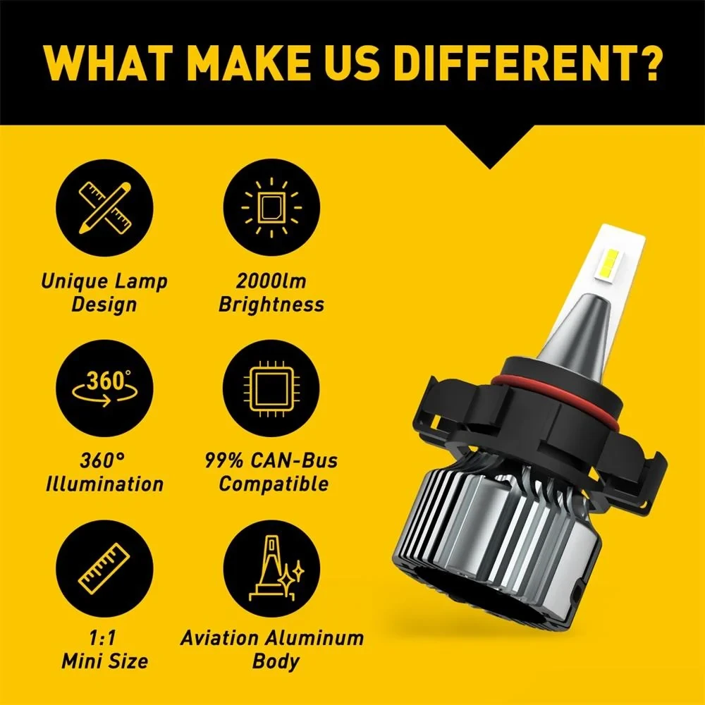 LED lemputės priešrūkiniams žibintams PSX24W 2504, 6500K, 6000 LM, 2 vnt. AUXITO I9