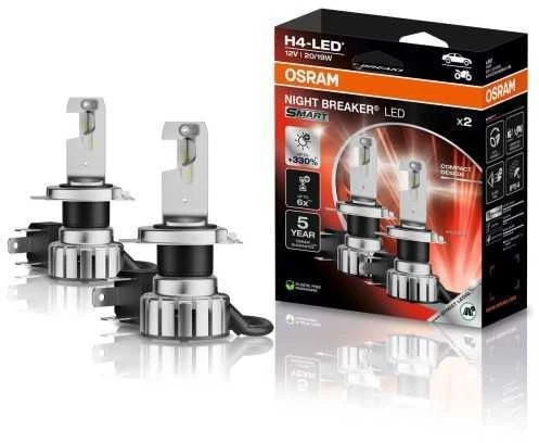 LED OSRAM H4 lemputės Smart Night breaker +330% | 64193DWNBSM-2HB | Legalios keliuose