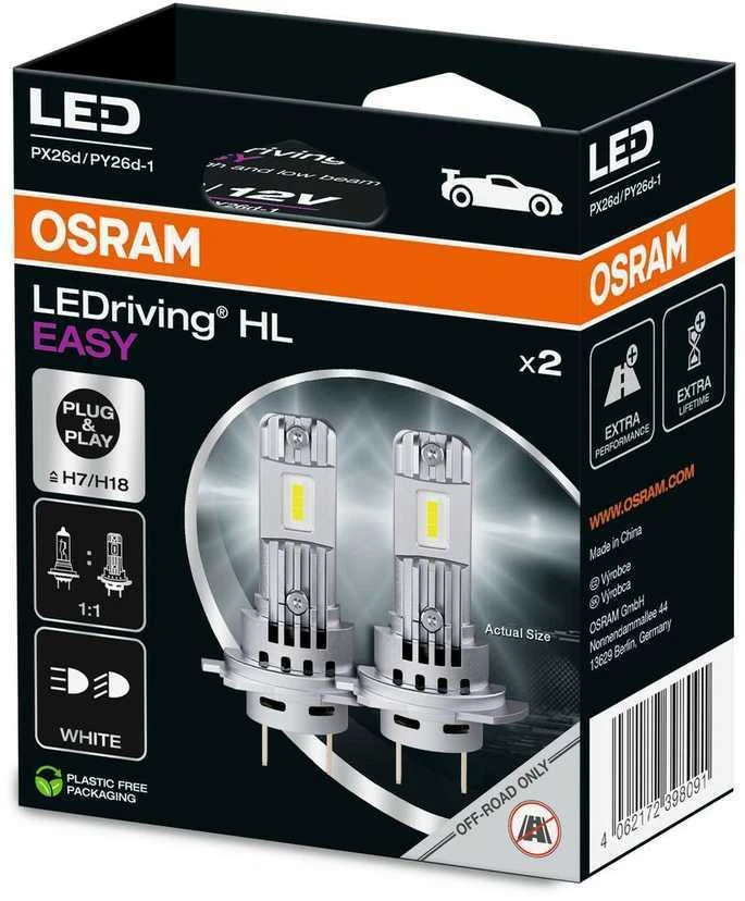 LED OSRAM H7 H18 lemputės LEDriving HL Easy | 64210DWESY-2HB