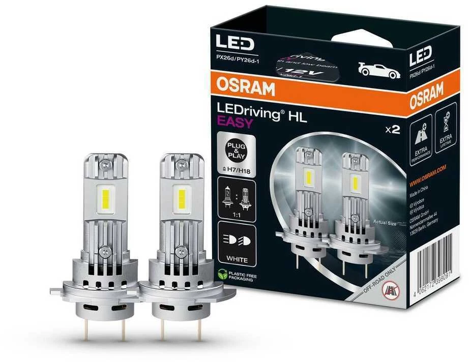 LED OSRAM H7 H18 lemputės LEDriving HL Easy | 64210DWESY-2HB