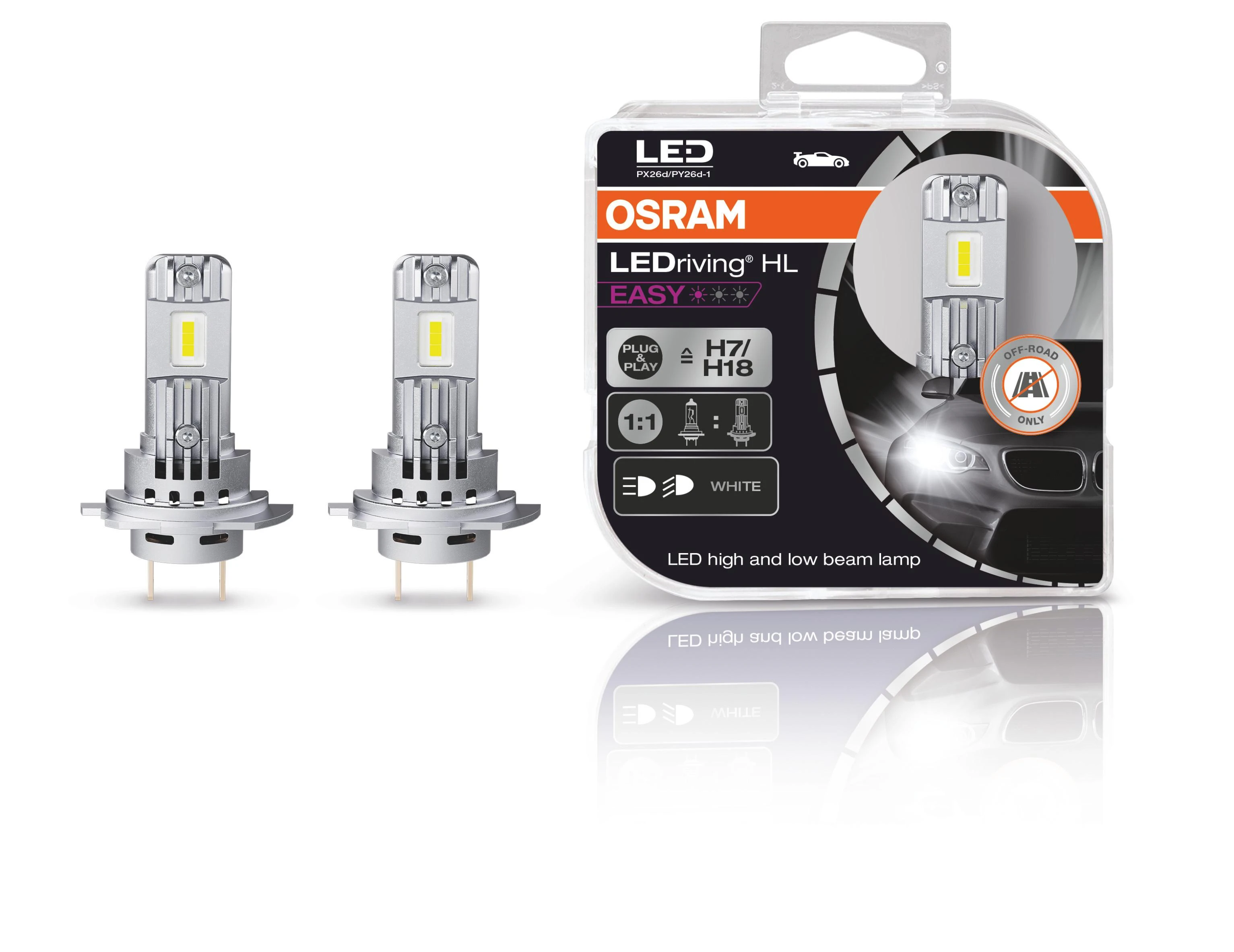 LED OSRAM H7 H18 lemputės LEDriving HL Easy | 64210DWESY-2HB