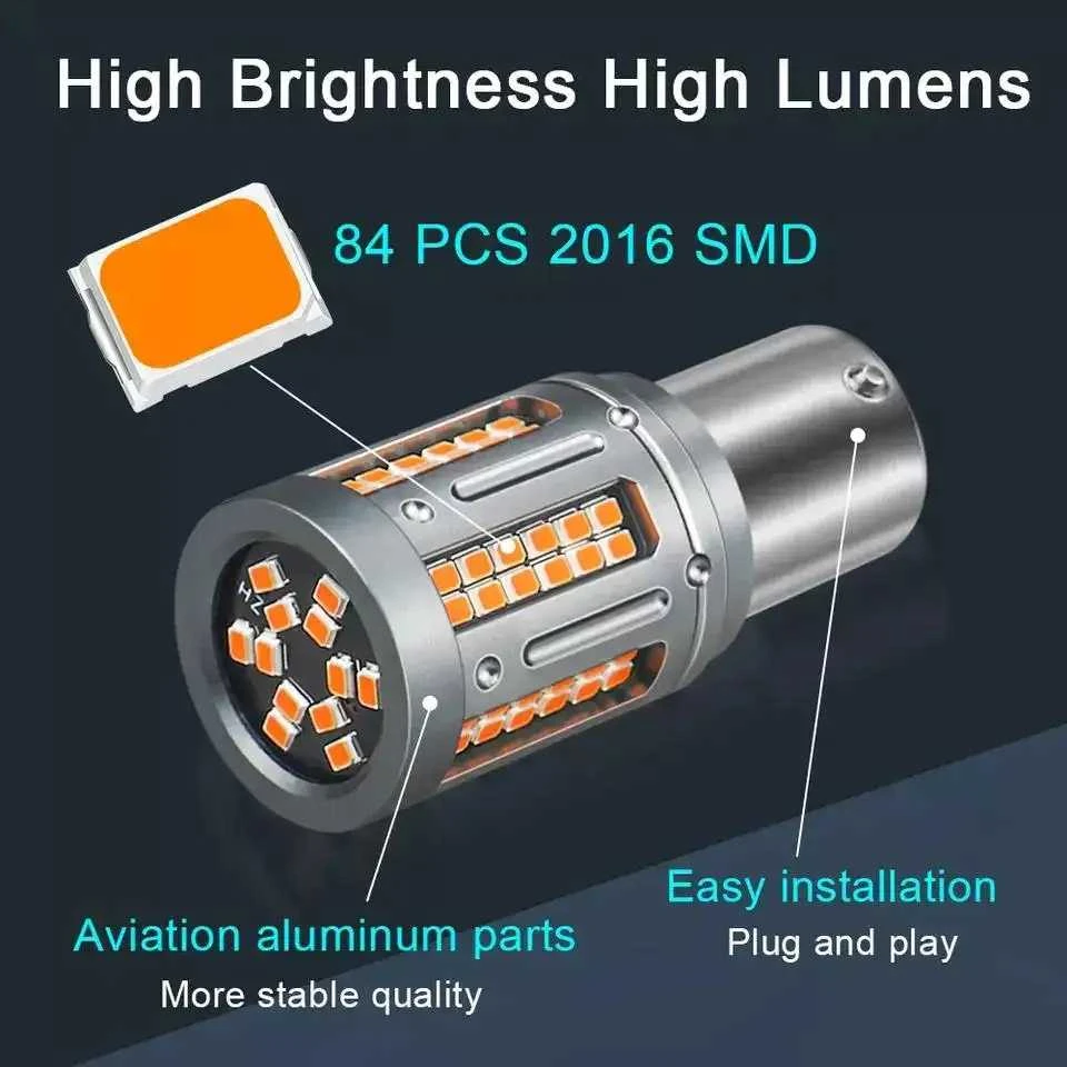 LED posūkio lemputė BAU15s 12V Geltona PY21W