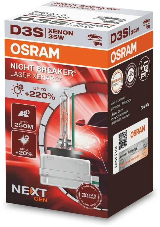 Lemputė Osram D3S NIGHT BREAKER LASER +220% 3 metai garantija