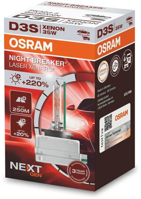 Lemputė Osram D3S NIGHT BREAKER LASER +220% 3 metai garantija