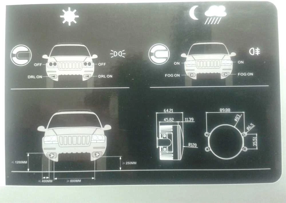 M-TECH LED dienos žibintai + FOG 90mm