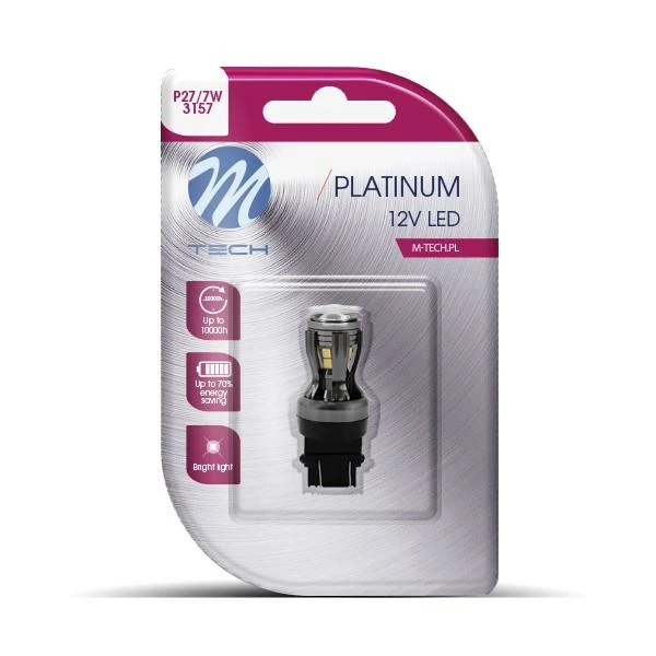 M-TECH LED lemputė P27/7W 14x2835SMD CANBUS 12-24V Baltos spalvos