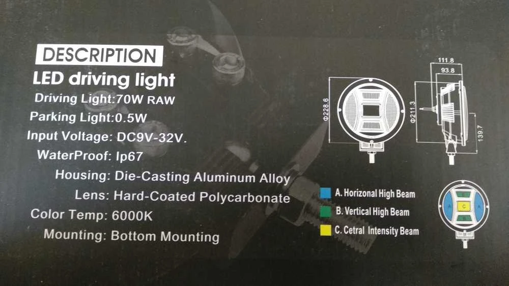 M-TECH LED papildomas žibintas 9'' (23cm) 70W