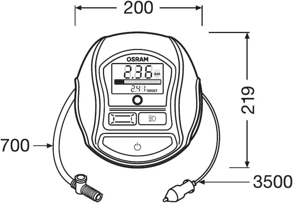Osram kompresorius | elektrinė pompa TYREinflate 1000 | OTI1000