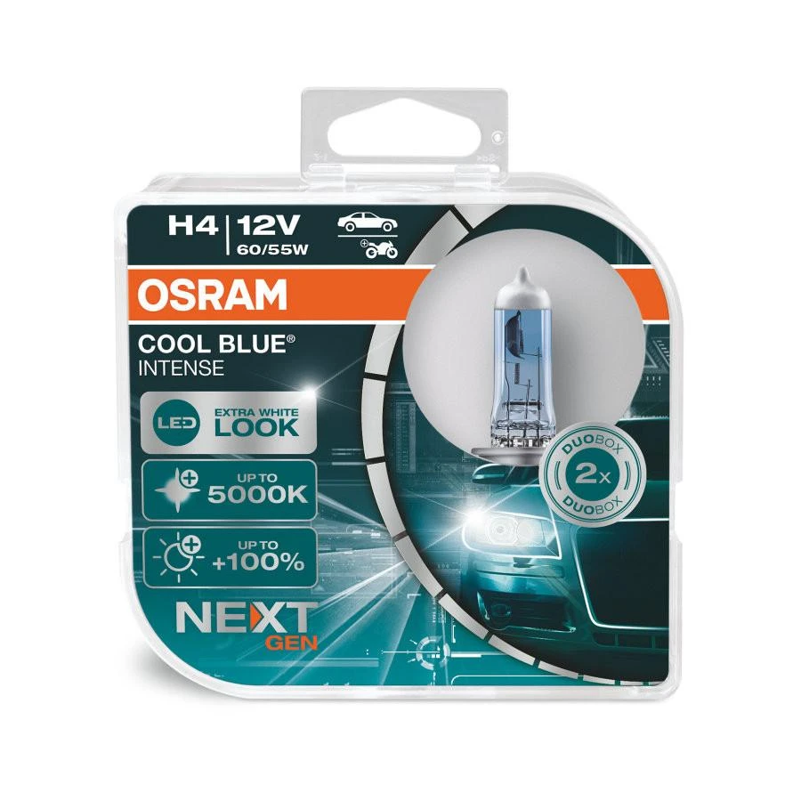 Osram lemputės COOL Mėlynas H4 Intense +100% NEXT gen