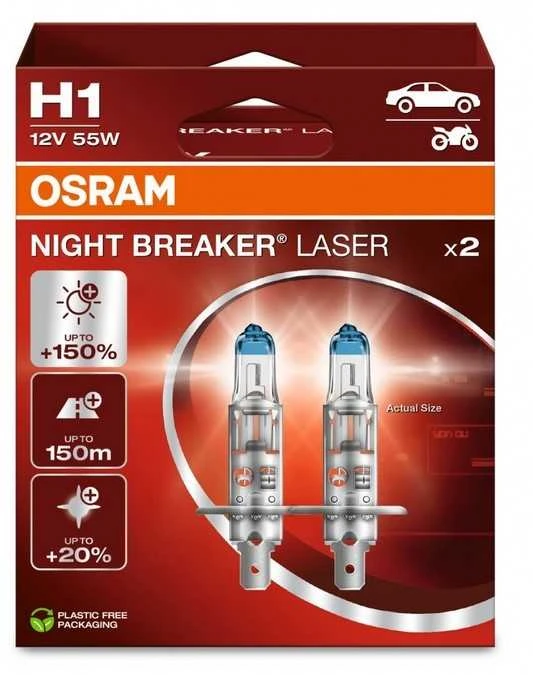Osram lemputės Night Breaker LASER H1 +150% | NEXT