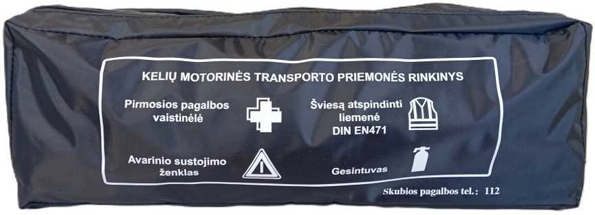 Pirmosios pagalbos rinkinys, gesintuvas, liemenė, trikampis (nauja sudėtis) I Vaistinėlė
