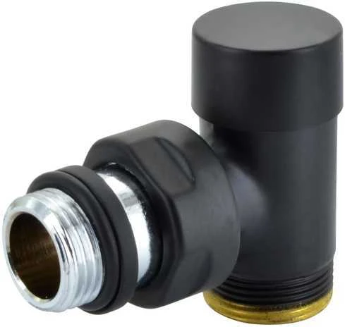 Angle lockshield valve Compact 1/2` x 24-19, Juodas Mat