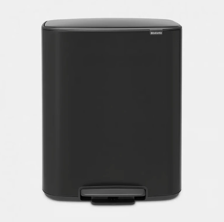 Šiukšlių dėžė Brabantia Bo su pedalu, 2 x 30 l, Juoda