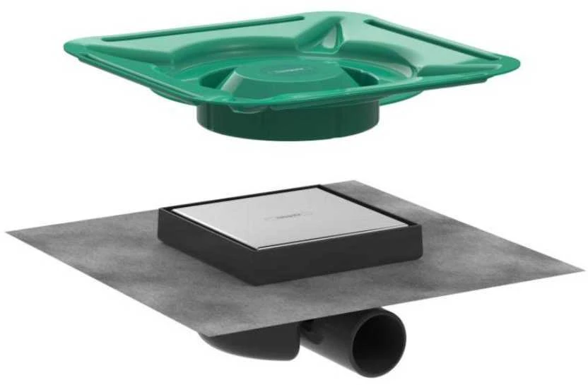 Hansgrohe dušas traps RainDrain Spot, 150x150 mm, horizontāls, resti no otras puses var flīzēt