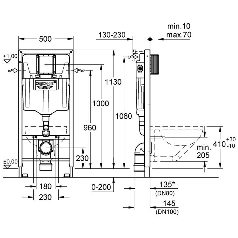 Grohe Komplektas-WC rėmas+Cosmo Nova+sieniniai tvirtinimai+klozeto tarpiklis (4in1)