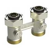 Apatinio pajungimo mazgas dvivamzdei sistemai Danfoss, RLV-KB, kampinis, 1/2''-3/4'', H tipo