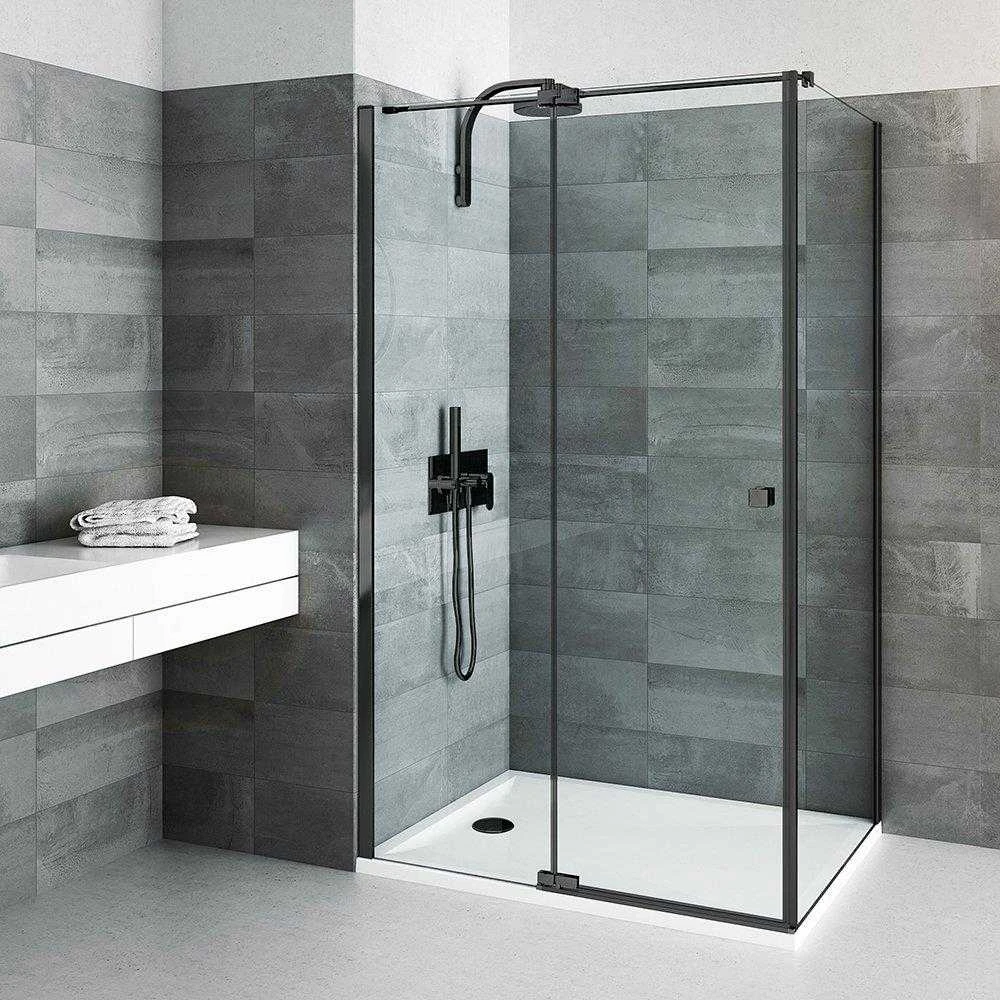 shower wall Belita, 900 mm, h=2020, juodas/transparent