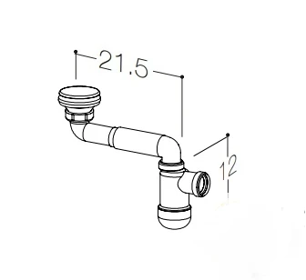 Praustuvo sifonas Kame AC1412 su dugno vožtuvu, baltas