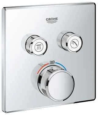 SmartControl dušo termostatinė virštinkinė dalis, 2 išėjimai, chromas
