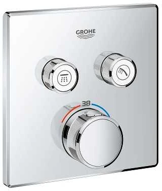 SmartControl dušo termostatinė virštinkinė dalis, 2 išėjimai, chromas